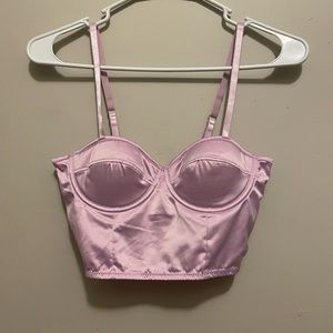 Pink satin crop top